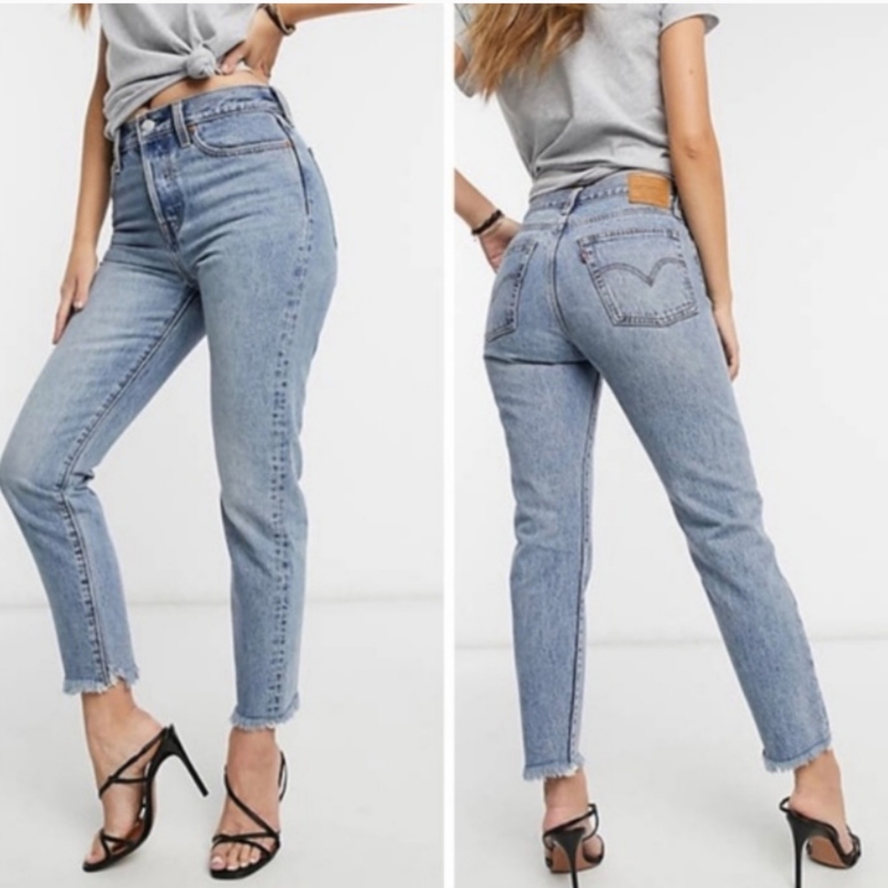Levis button fly wedgie skinny acid wash denim raw ham jeans size 32